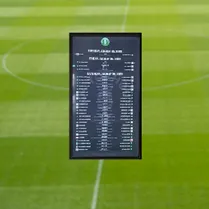 Een render van het infoscreen op een voetbalveld.